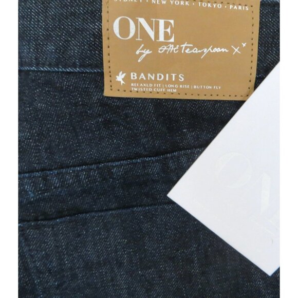 NEW! One By One Teaspoon Shorts Bandits Twisted Cuff Hem High Rise Dark Wash 30 - Picture 4 of 6